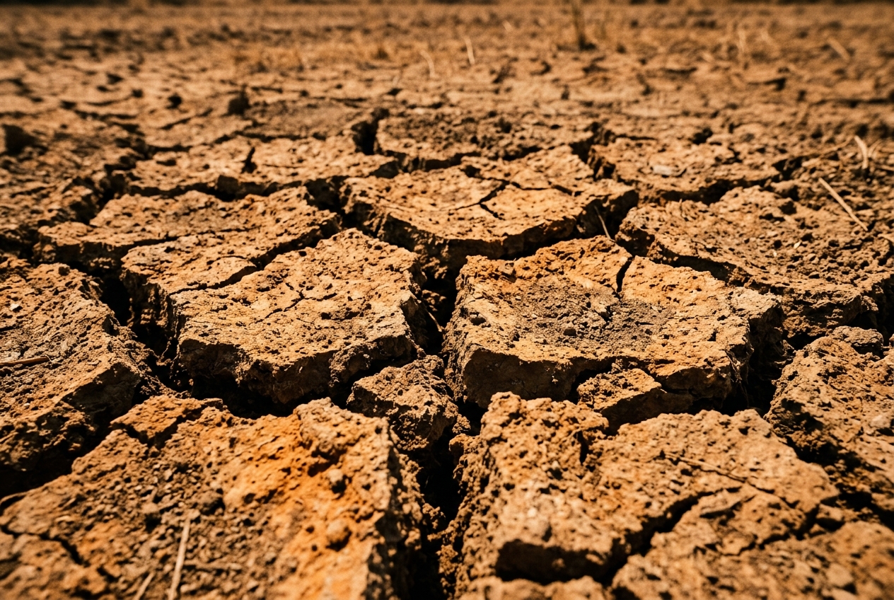 Dry, cracked soil illustrating water stress